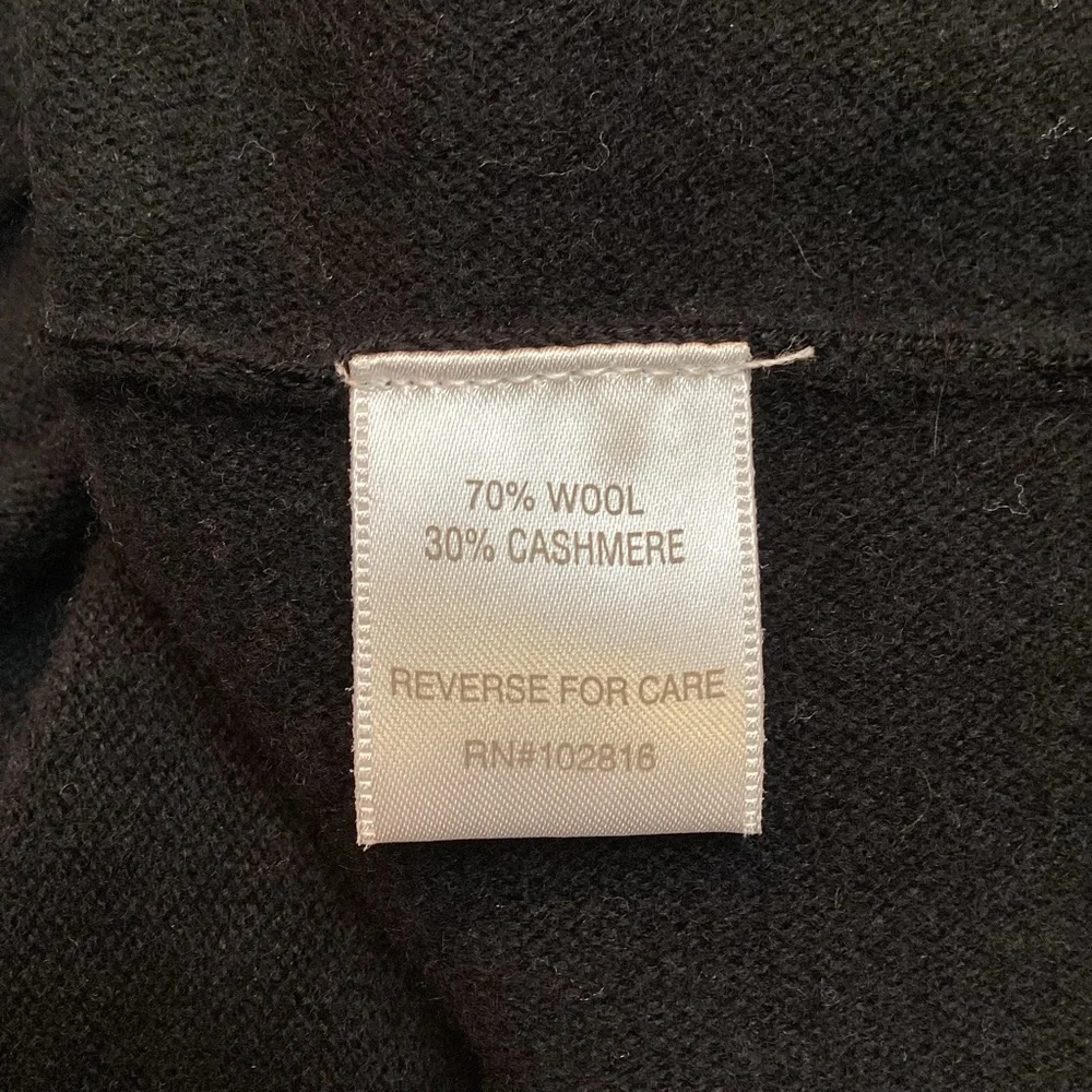 Garnet Hill Cashmere Wool Oversized Turtleneck Sweater Kangaroo Pocket Black - Picture 13 of 15